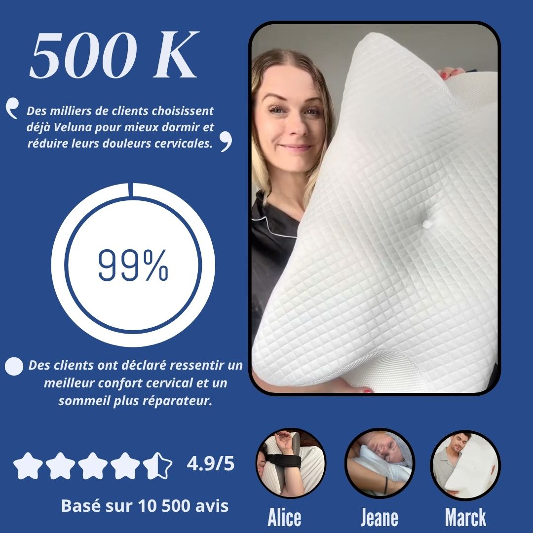 Oreiller cervical ergonomique à mémoire de forme premium.