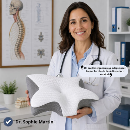 Oreiller cervical ergonomique à mémoire de forme premium.