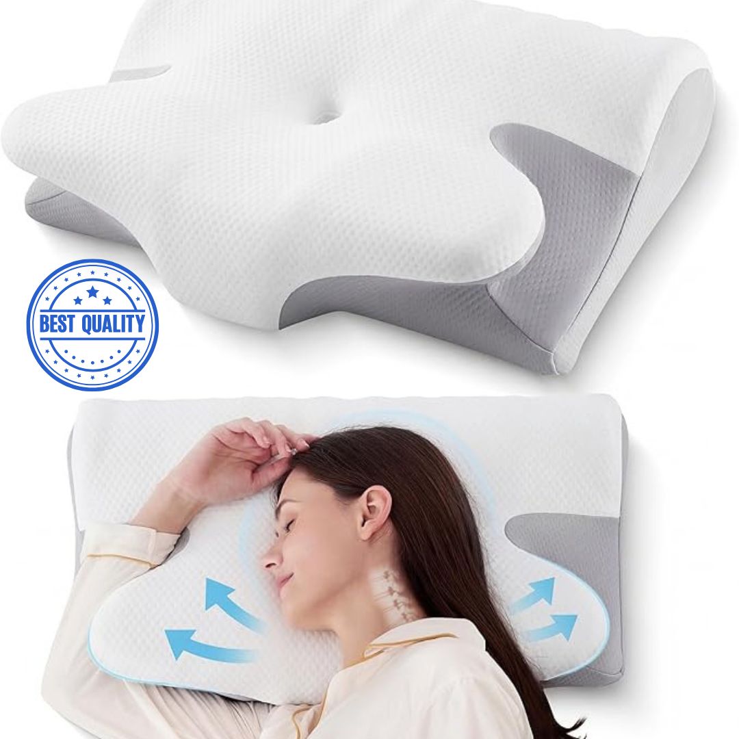 Oreiller cervical ergonomique à mémoire de forme premium.